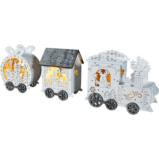 Xmas Haus Festive Light Up LED Wood Train