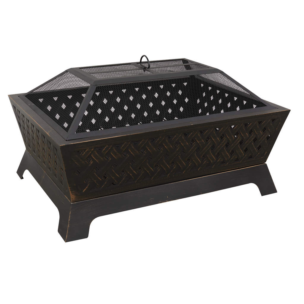 Dellonda 89cm Rectangular Outdoor Fire Pit, Antique Bronze Effect