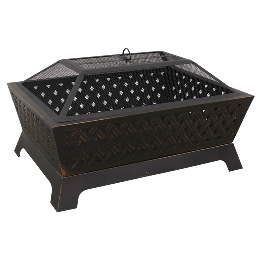 Dellonda 89cm Rectangular Outdoor Fire Pit, Antique Bronze Effect