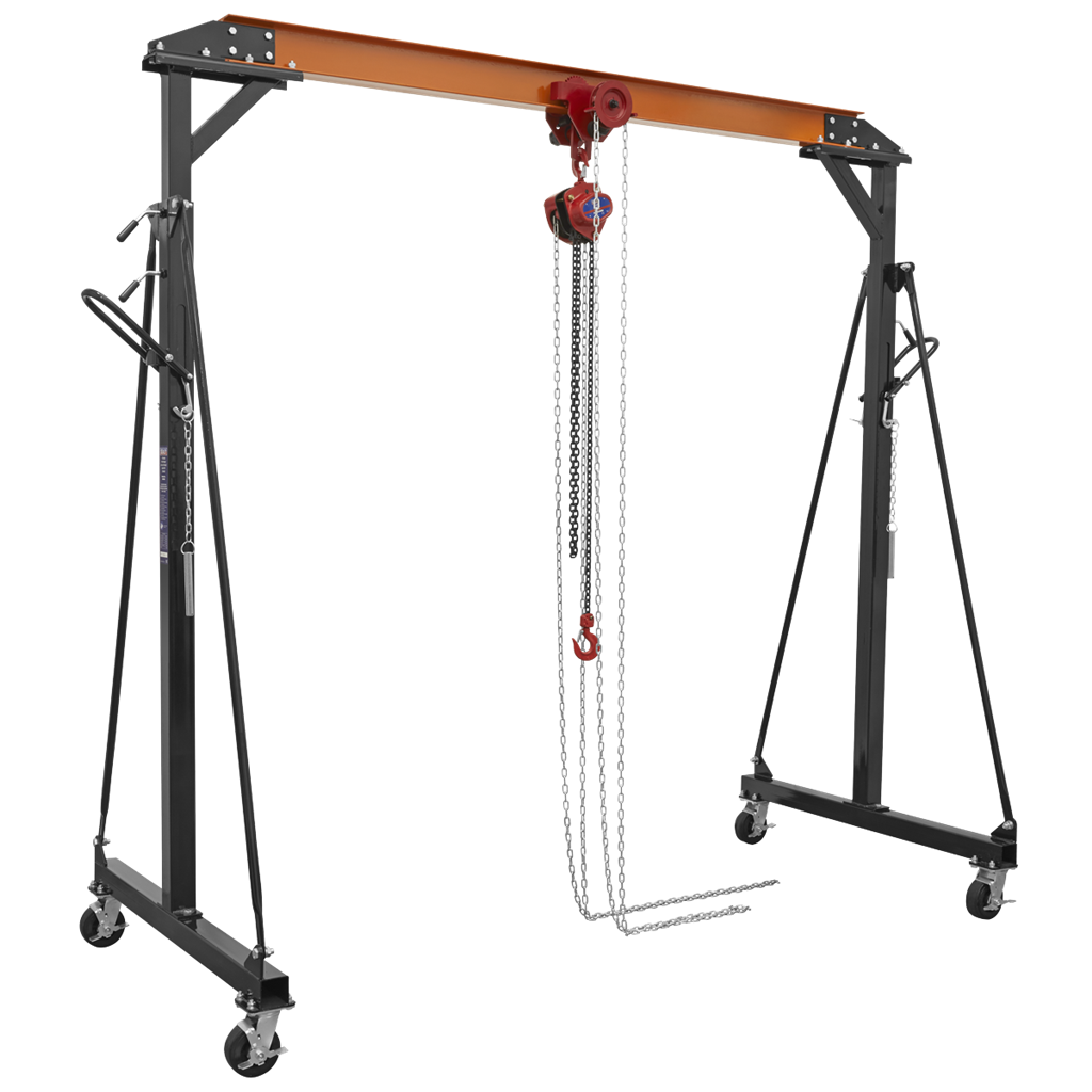 Portable Gantry Crane Adjustable 1 Tonne with Geared Trolley Combo