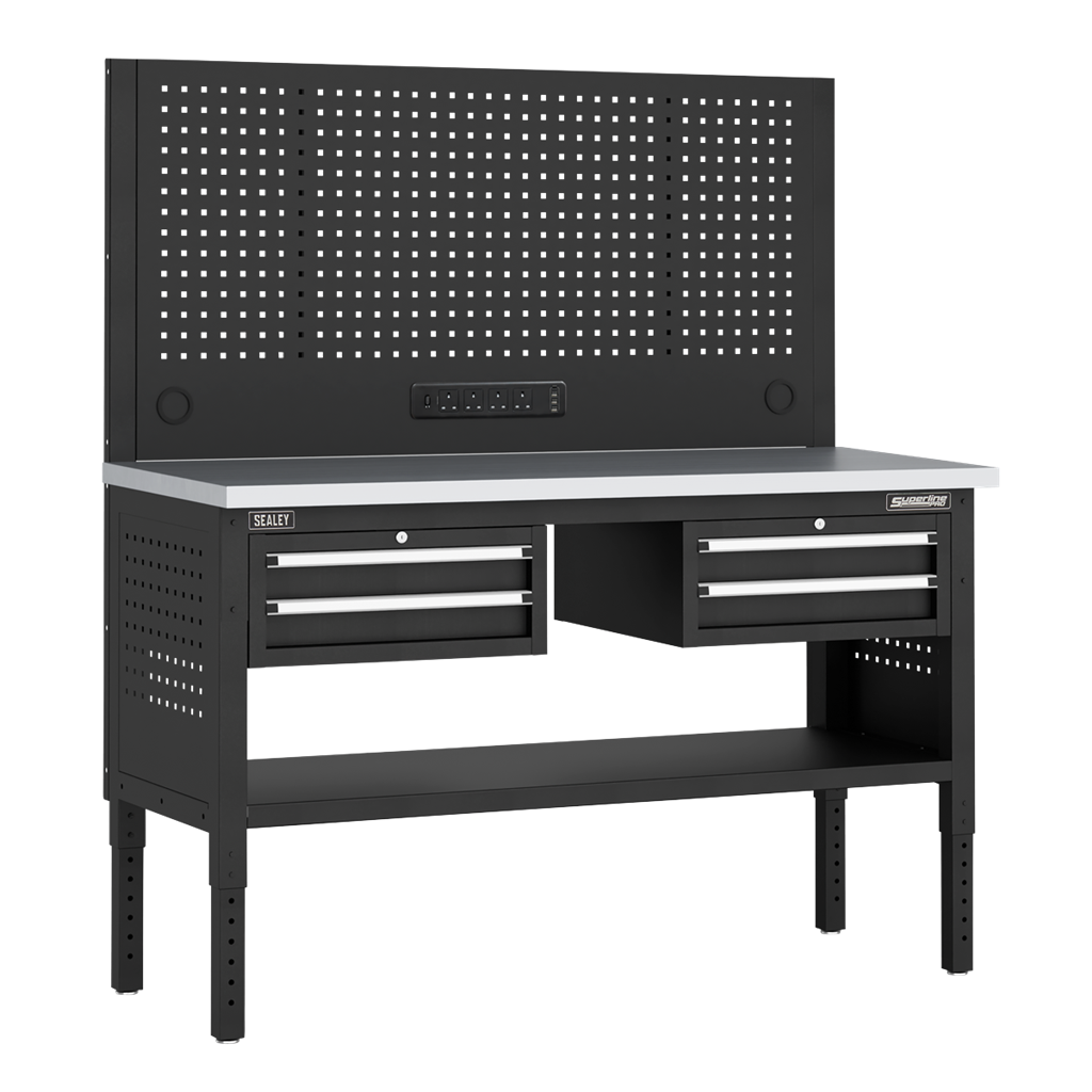 Superline PRO&#174; Modular Workbench with 4 Drawers Stainless Steel Worktop 1525mm
