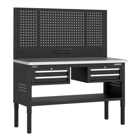 Superline PRO&#174; Modular Workbench with 4 Drawers Stainless Steel Worktop 1525mm