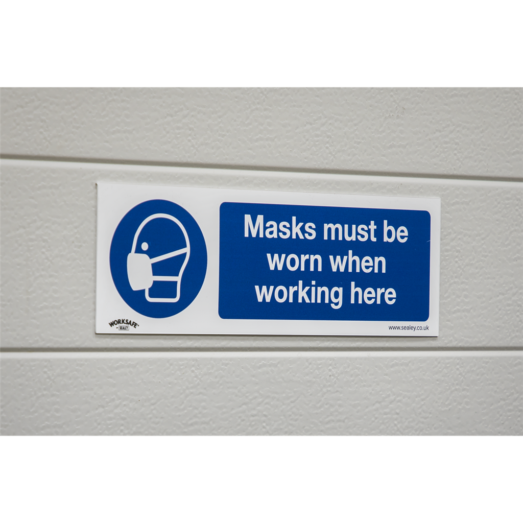 Worksafe&#174; Masks Must Be Worn Safety Sign, Rigid Plastic - Pack of 10