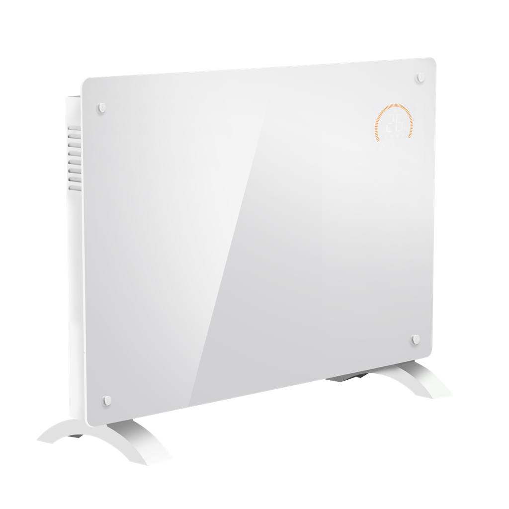 Baridi Electric Glass Panel Heater, 1500W, Thermostat Controlled 24Hr 7 Day Timer, Wi-Fi Enabled, Remote Control, White - DH138