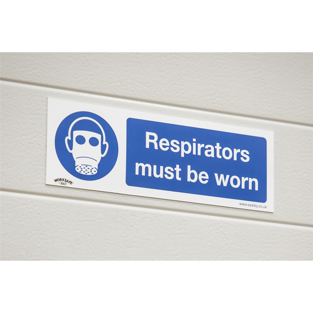 Worksafe&#174; Respirators Must Be Worn Safety Sign, Self-Adhesive Vinyl - Pack of 10