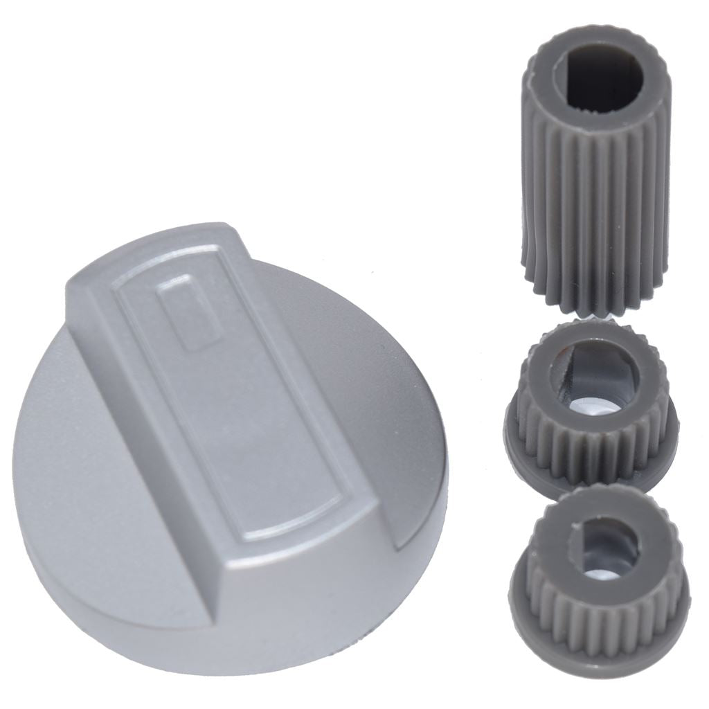 Universal Silver Cooker, Oven & Grill Control Knob with 3 Adaptors – Fits All Gas & Electric Cookers by Ufixt