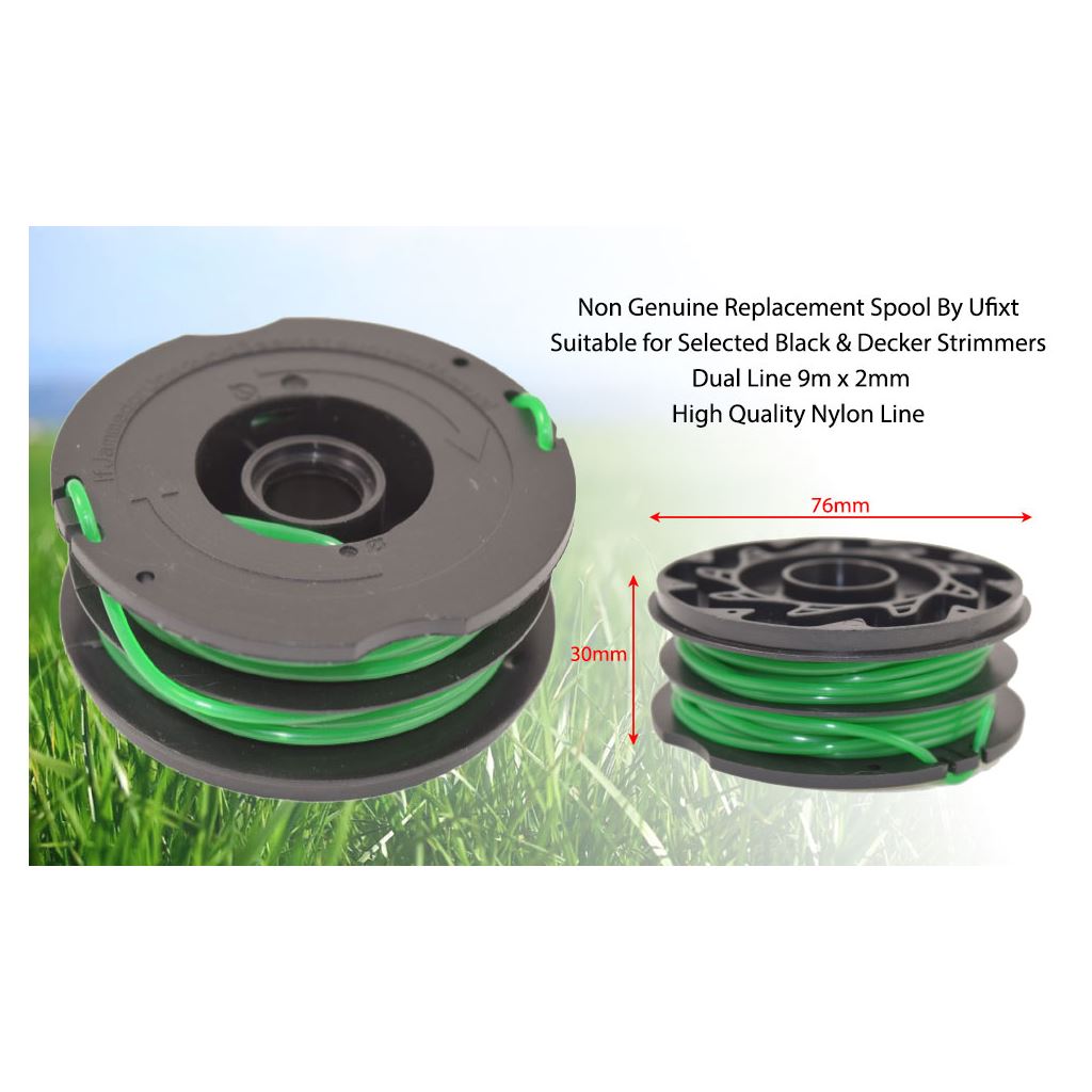 Black & Decker-Type Strimmer Spool & Dual Line 9m x 2mm | Compatible Replacement for DF-080 | Ufixt