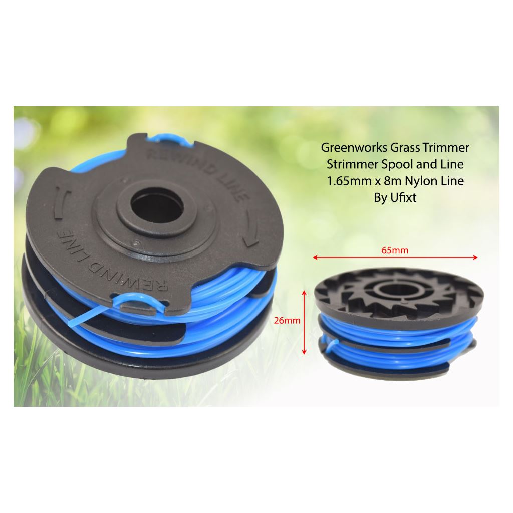 Greenworks Grass Strimmer Trimmer Spool & Dual Line 1.65mm x 8m | Compatible Replacement by Ufixt