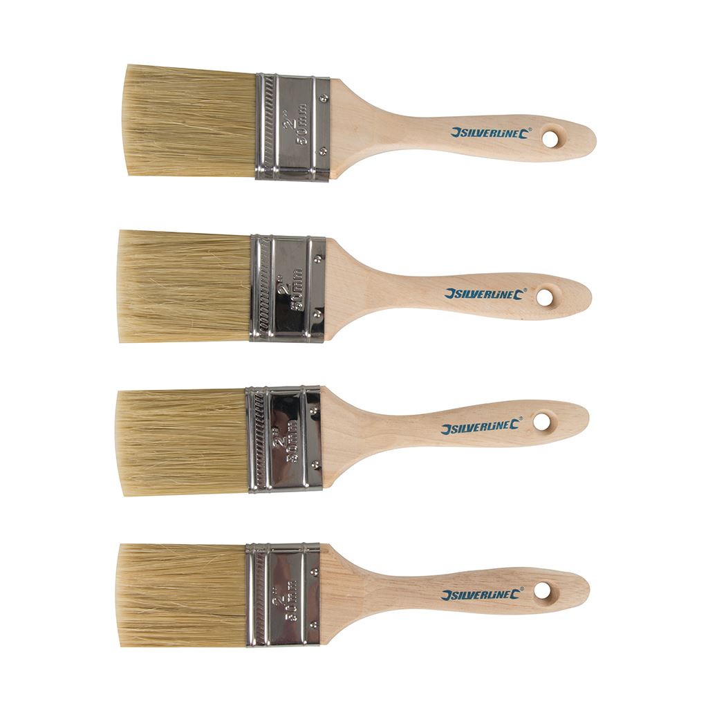 Silverline Trade Mixed-Bristle Paint Brushes 4pk - 50 mm / 2"