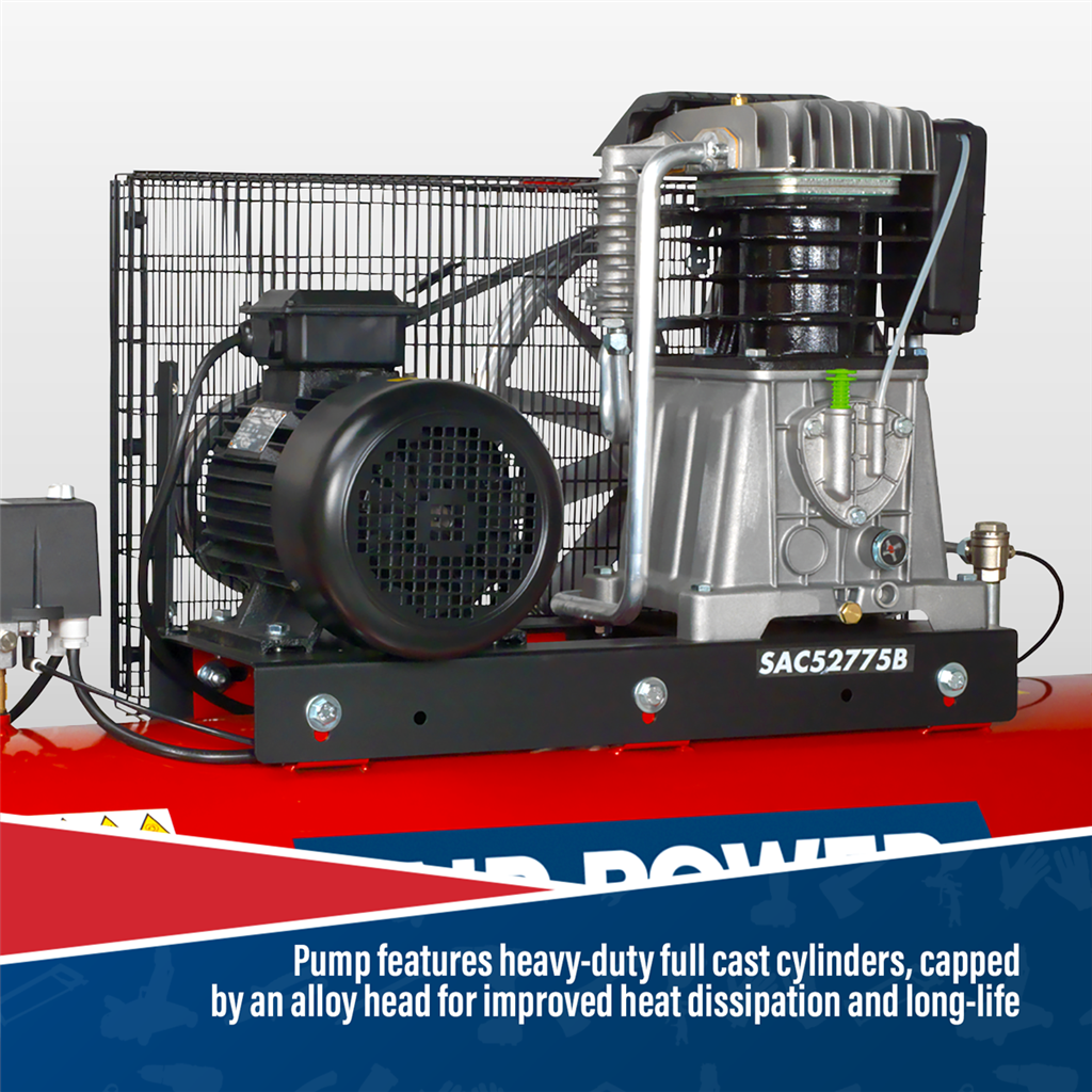 270L Belt Drive Air Compressor with Cast Cylinders 7.5hp 3ph 2-Stage