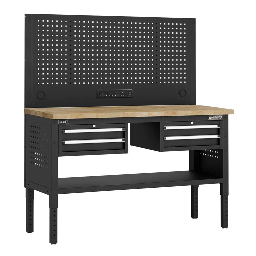 Superline PRO&#174; Modular Workbench with 4 Drawers Wooden Worktop 1525mm