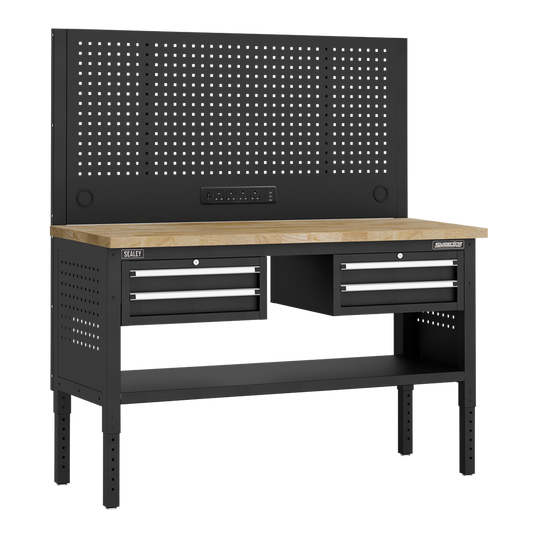 Superline PRO&#174; Modular Workbench with 4 Drawers Wooden Worktop 1525mm