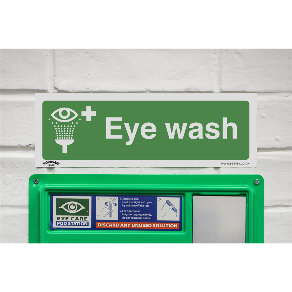 Worksafe&#174; Eye Wash Safety Sign, Rigid Plastic - Pack of 10