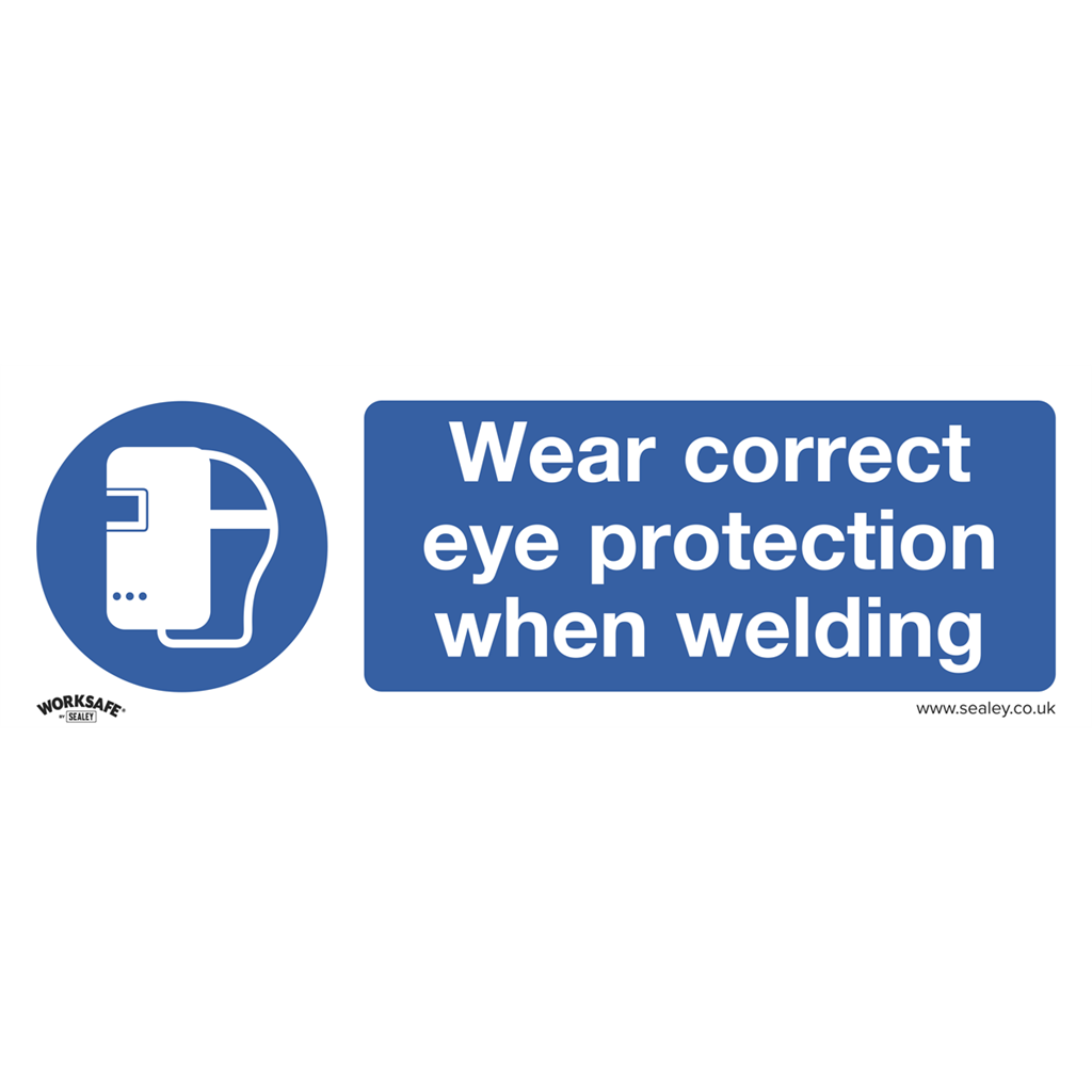 Worksafe&#174; Wear Eye Protection When Welding Safety Sign, Self-Adhesive Vinyl - Pack of 10