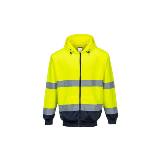 Two-Tone Zip Front Hoodie - Yellow/Navy - X Large - XL