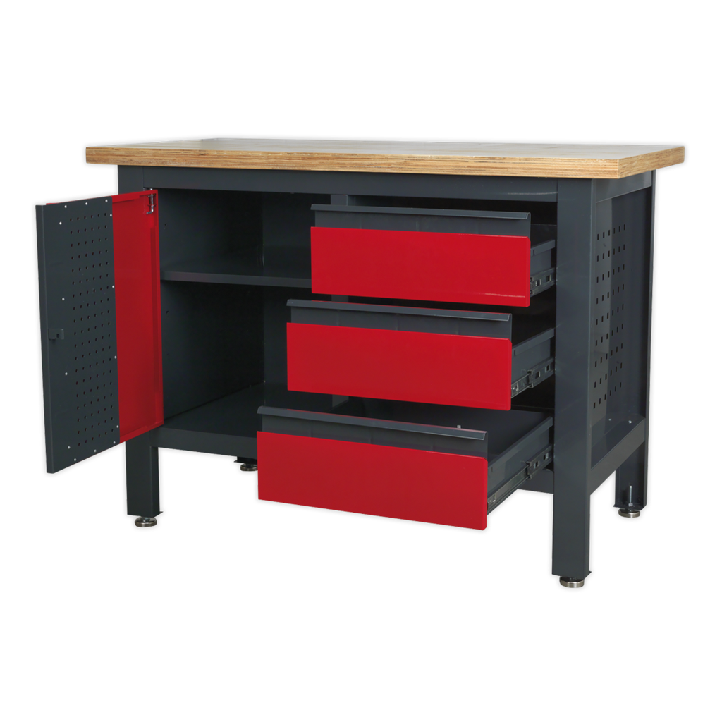 Workbench with 3 Drawers & Cupboard