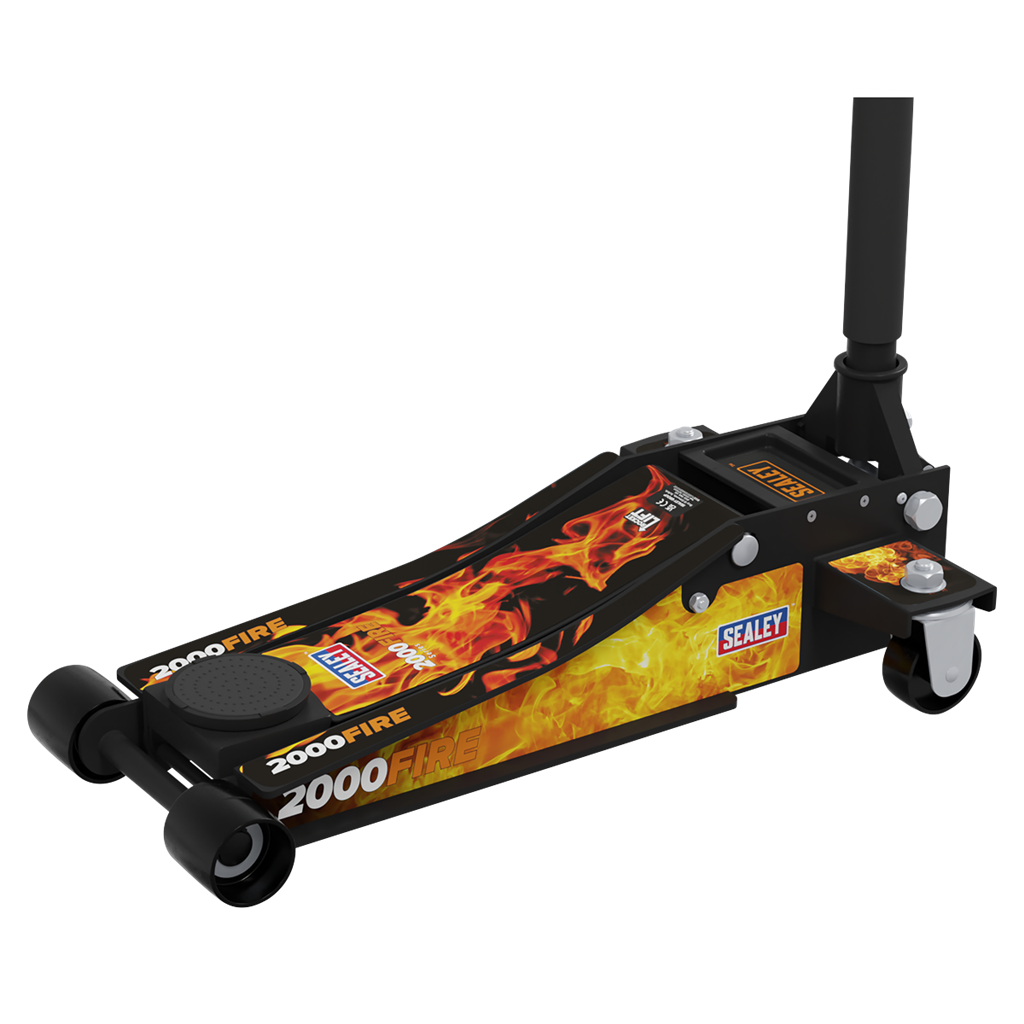Low Profile Custom Design Trolley Jack with Rocket Lift 2 Tonne - Black