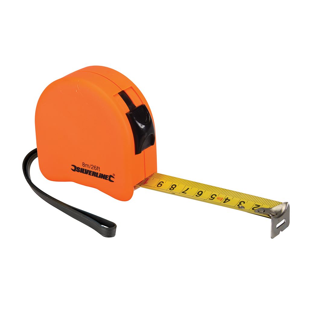 Silverline Hi-Vis Contour Tape - 8m / 26ft x 25mm