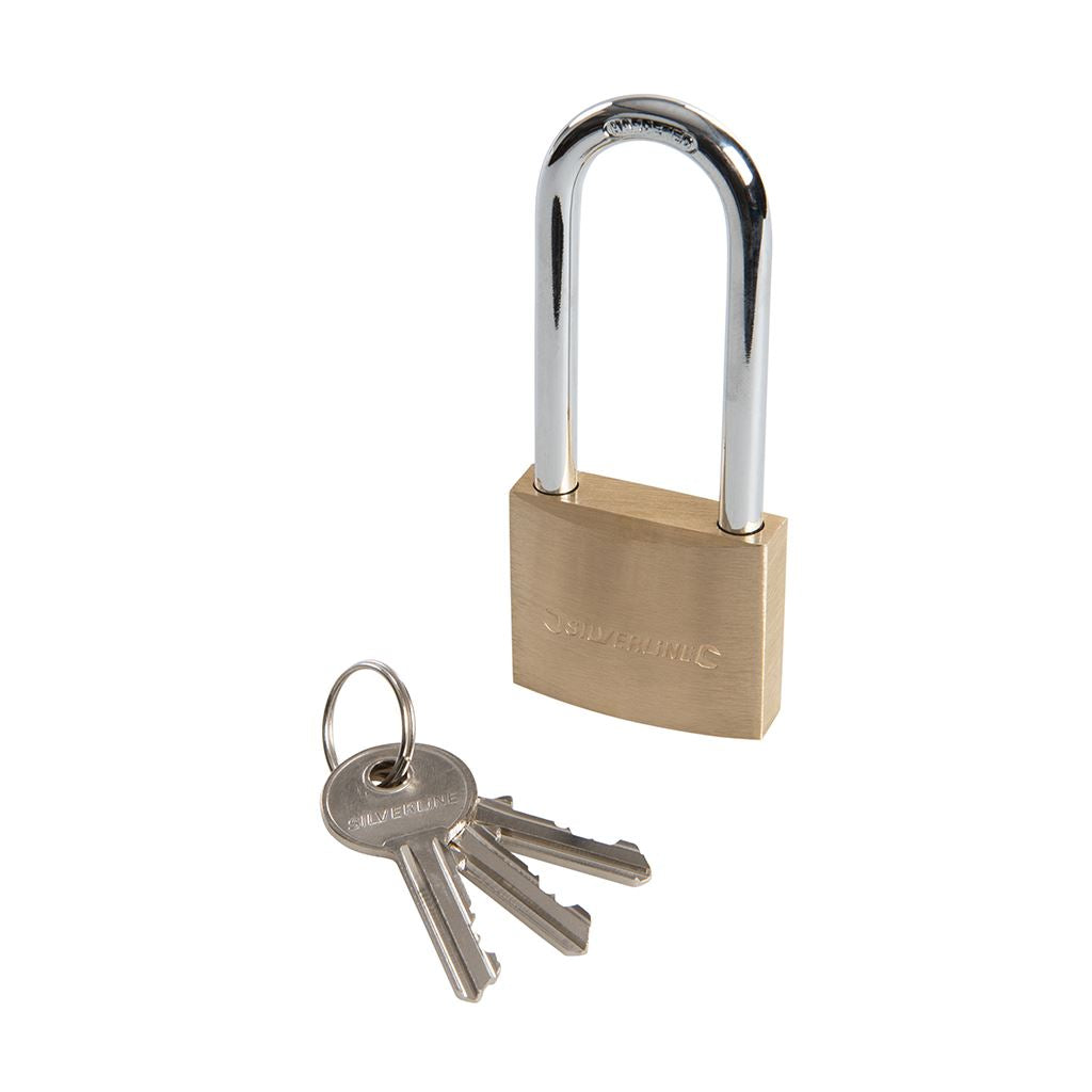 Silverline Brass Padlock Long Shackle - 40mm