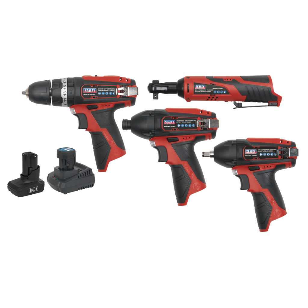 4 x SV12 Series Cordless Power Tool Combo Kit 12V - 2 Batteries