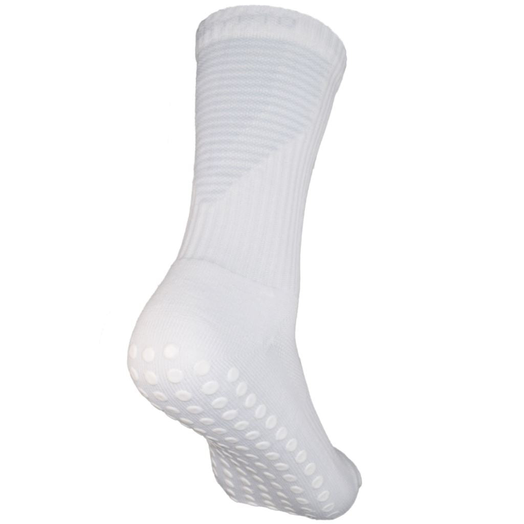 Ice - All White Midcalf Length Premium Grip Socks - Size M (6-9 UK)