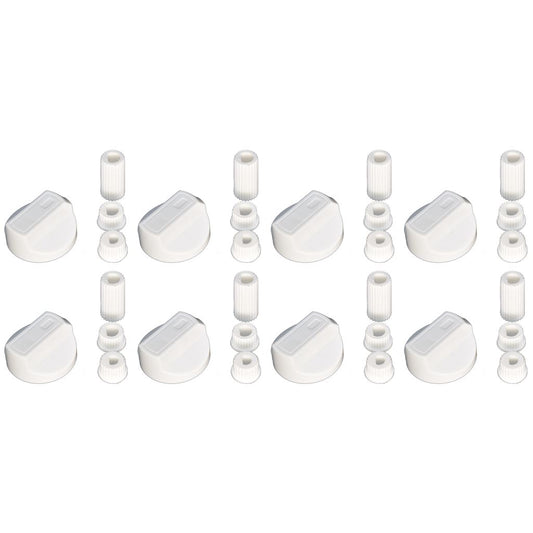 Universal Cooker, Oven & Grill Control Knobs with Adaptors – White (Pack of 8) | Fits Gas & Electric Cookers | Compatible by Ufixt