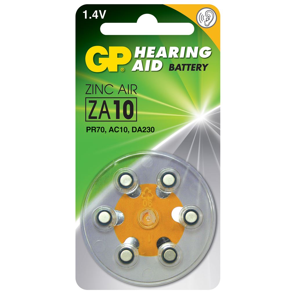 Zinc Air Hearing Aid Batteries - PR70 (ZA10 ) Yellow 1.4V 75mAh 3.6x5.8mm&#216; 6 Pack