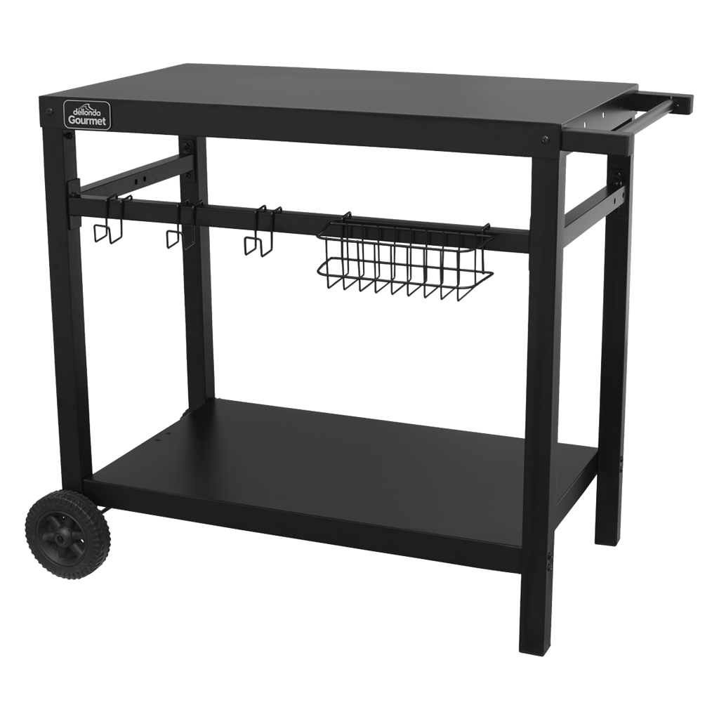 Dellonda BBQ & Plancha Trolley for Outdoor Cooking with Utensil Holder, Black - DG45