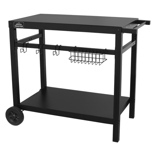 Dellonda BBQ & Plancha Trolley for Outdoor Cooking with Utensil Holder, Black - DG45