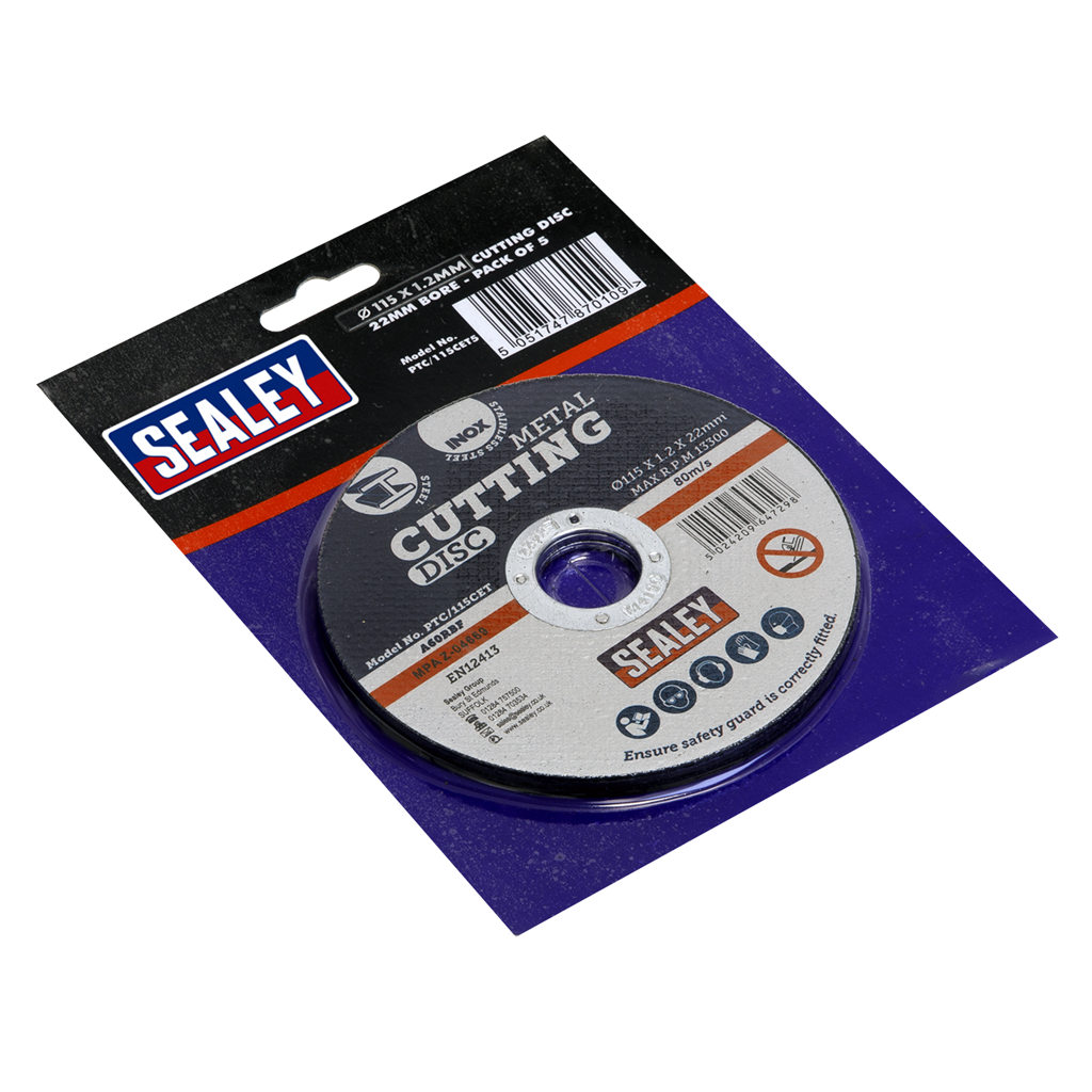 115 x 1.2mm Cutting Disc 22mm Bore - Pack of 5