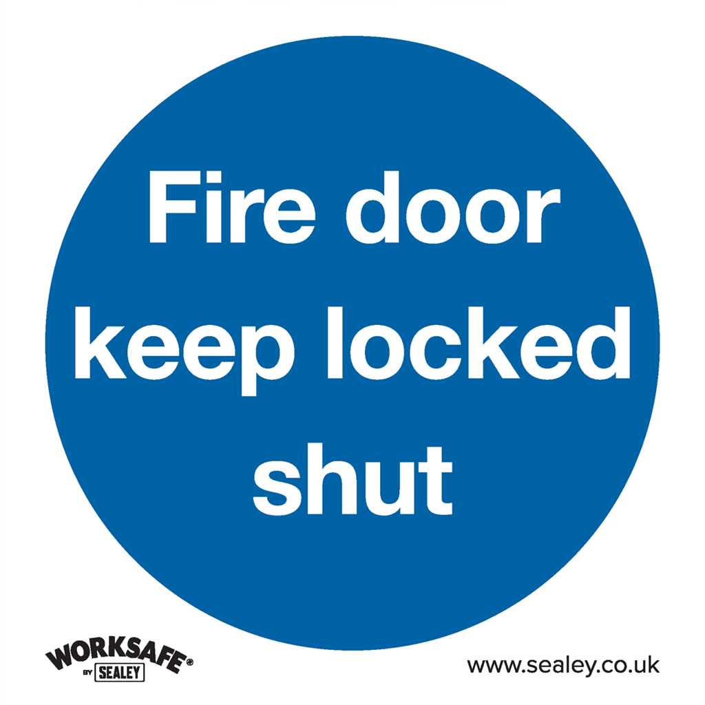 Worksafe&#174; Fire Door Keep Locked Shut Safety Sign, Self-Adhesive Vinyl - Pack of 10