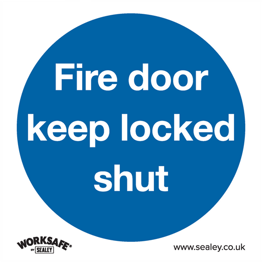 Worksafe&#174; Fire Door Keep Locked Shut Safety Sign, Self-Adhesive Vinyl - Pack of 10