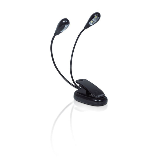 St Helens Home and Garden USB Rechargeable Book Light With Twin LED Flexible Heads and Sturdy Clip