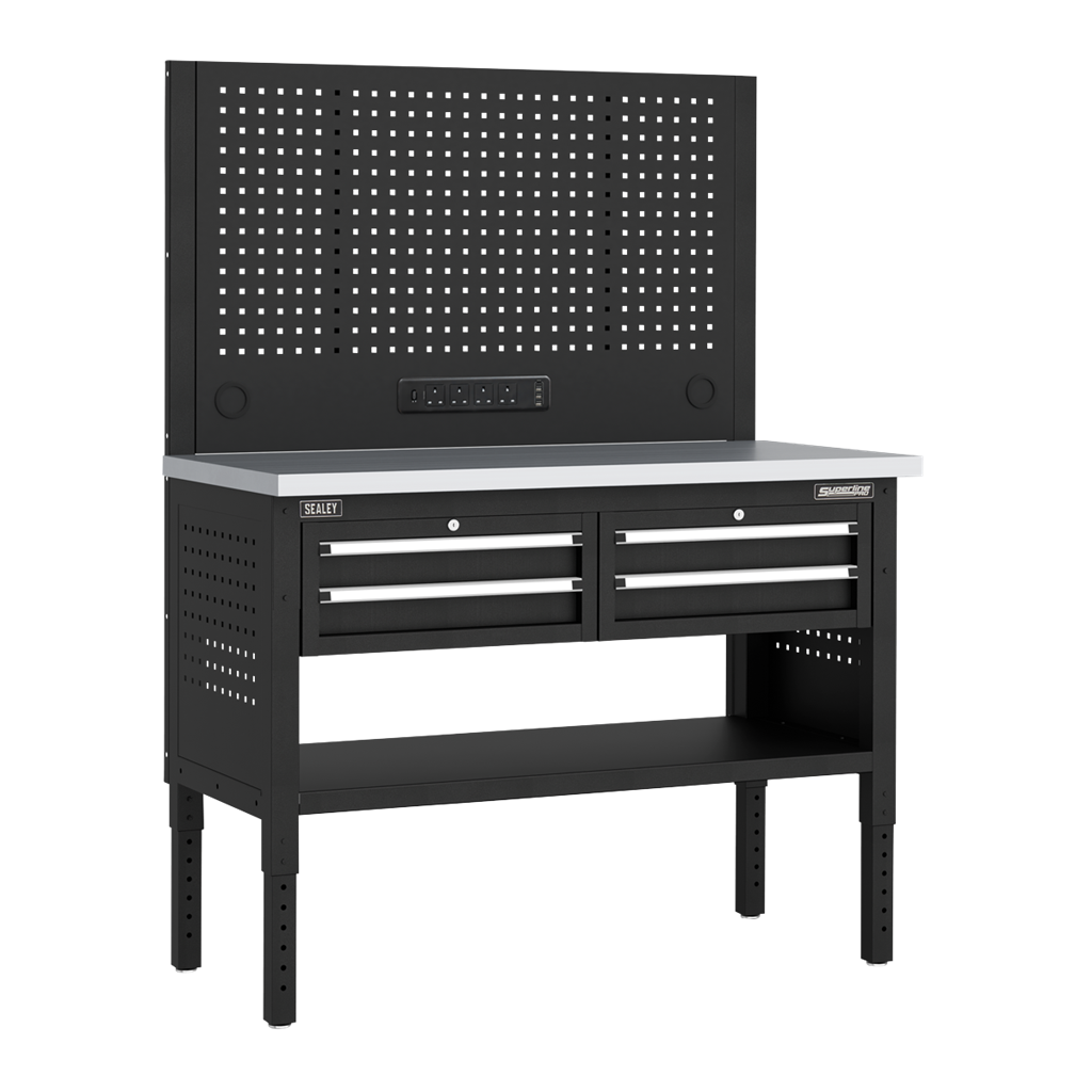 Superline PRO&#174; Modular Workbench with 4 Drawers Stainless Steel Worktop 1265mm