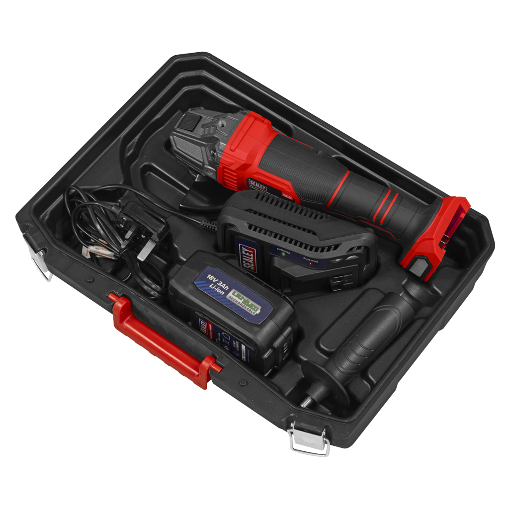 115mm Cordless Angle Grinder 18V 3Ah - Red
