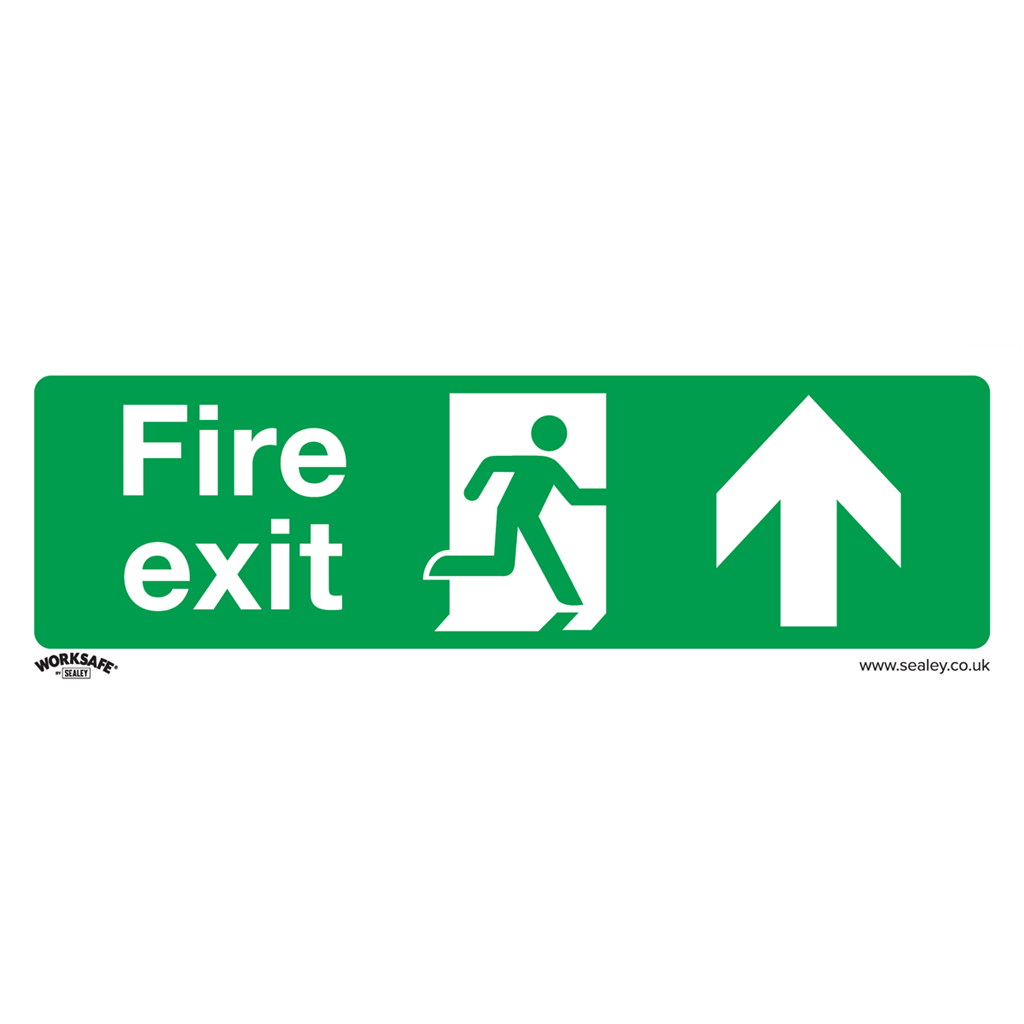 Worksafe&#174; Fire Exit (Up) Safety Sign, Rigid Plastic - Pack of 10