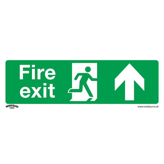 Worksafe&#174; Fire Exit (Up) Safety Sign, Rigid Plastic - Pack of 10