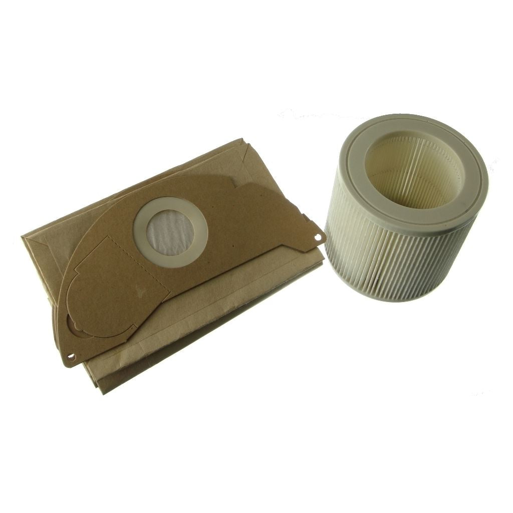Karcher Wet & Dry Vacuum Cleaner Compatible Dust Bags x5 & Filter Set | Non-Genuine Replacement by Ufixt