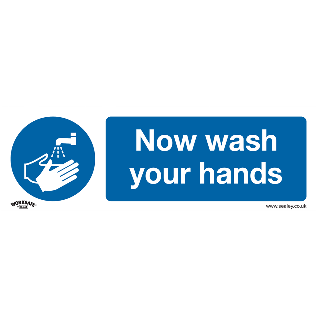 Worksafe&#174; Now Wash Your Hands Safety Sign, Self-Adhesive Vinyl - Pack of 10