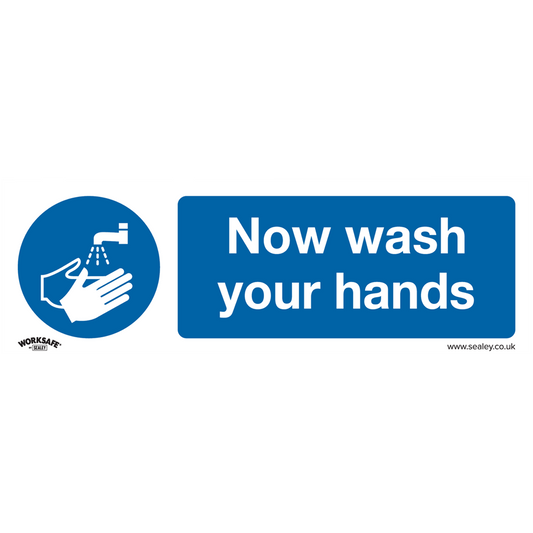 Worksafe&#174; Now Wash Your Hands Safety Sign, Self-Adhesive Vinyl - Pack of 10