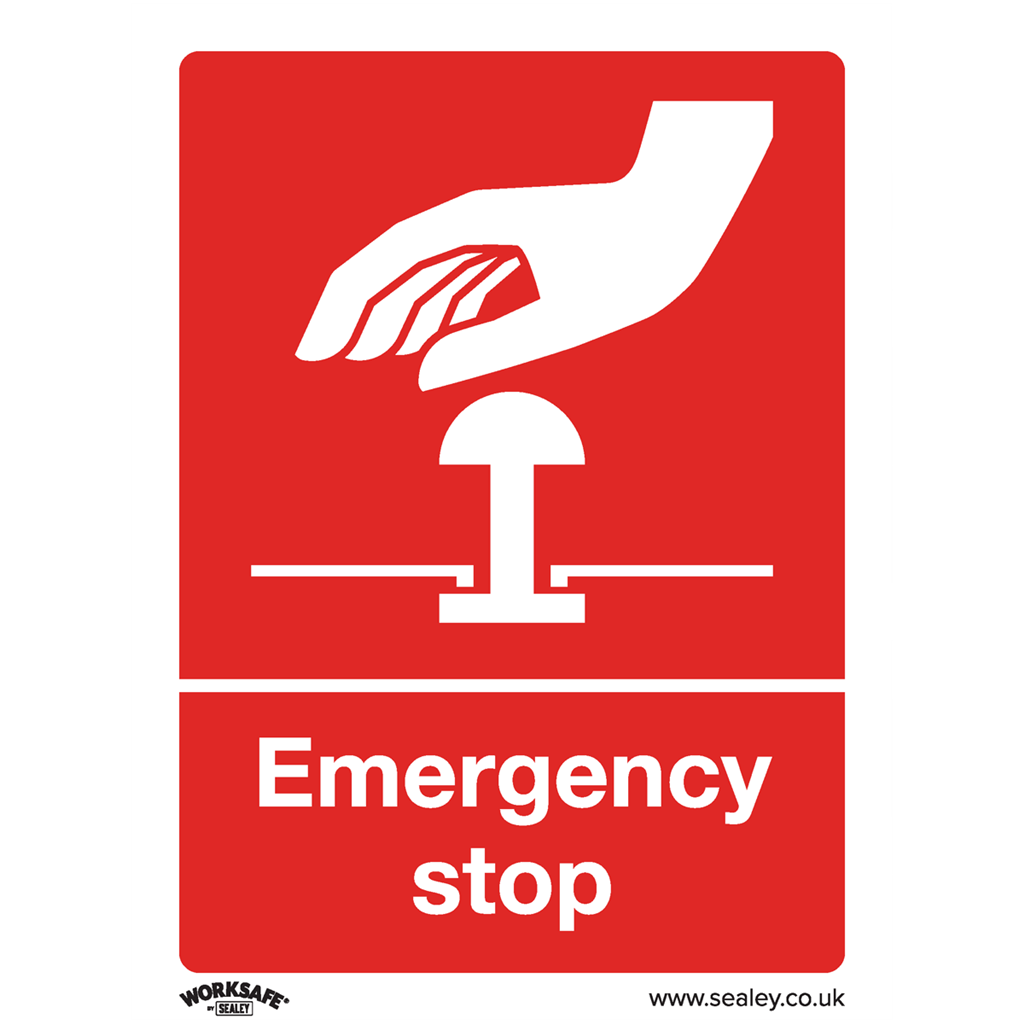 Worksafe&#174; Emergency Stop Safety Sign - Rigid Plastic