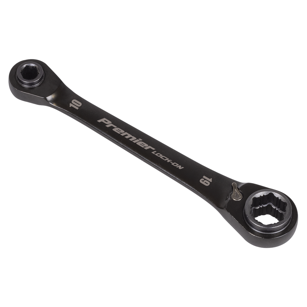 Premier Black 4-in-1 Reversible Lock-On? Ratchet Ring Spanner