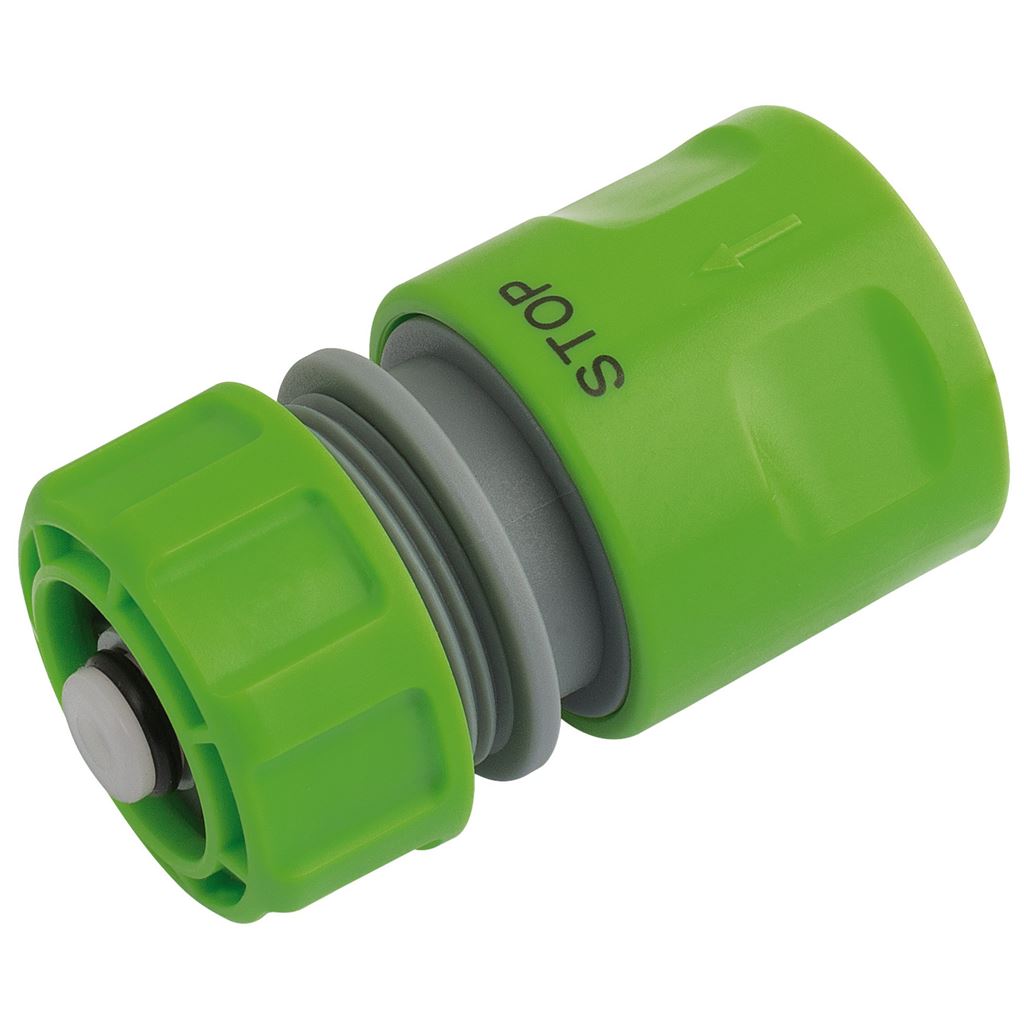 Garden Hose Connector with Water Stop Feature, 1/2""