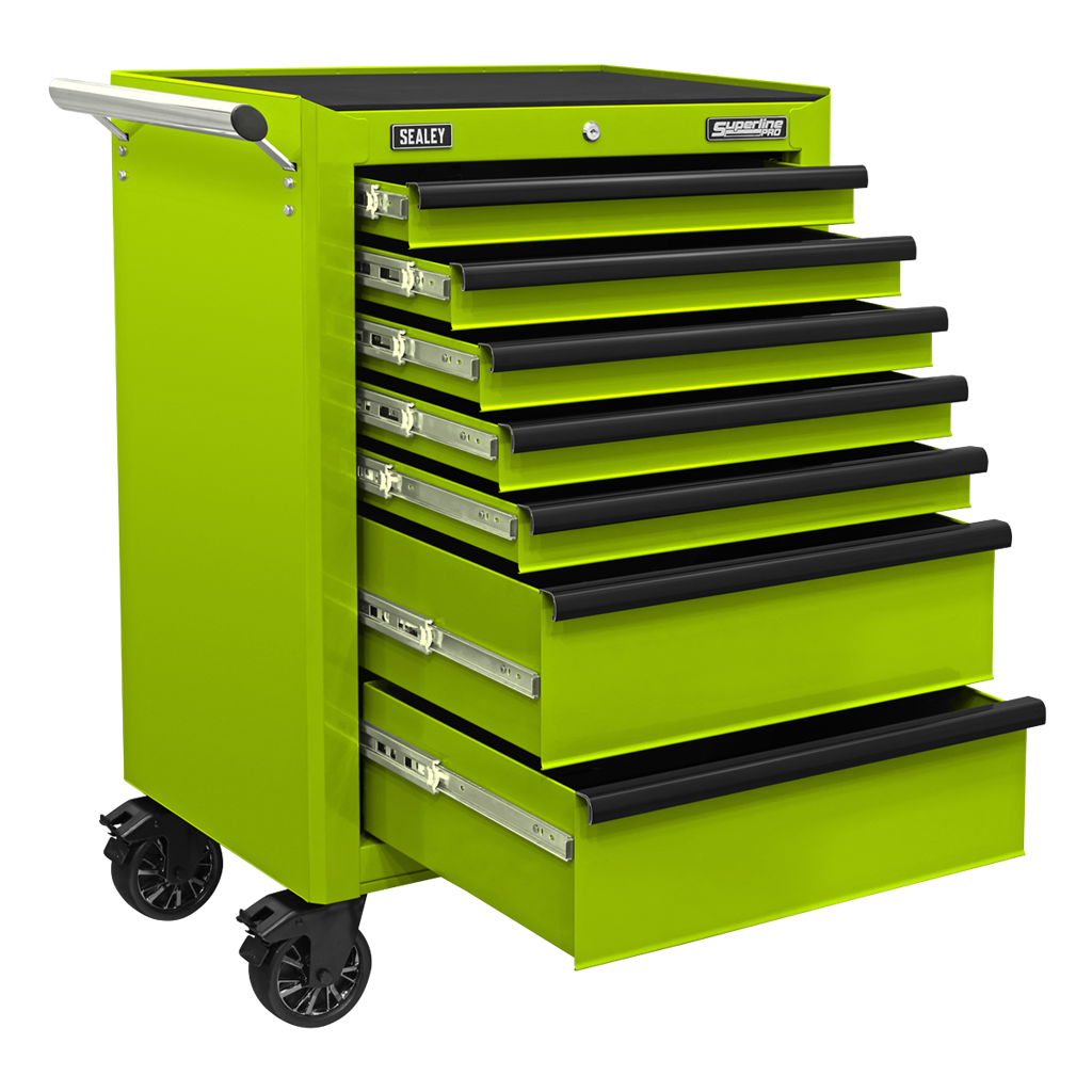 Rollcab 7 Drawer with Ball-Bearing Slides - Green/Black