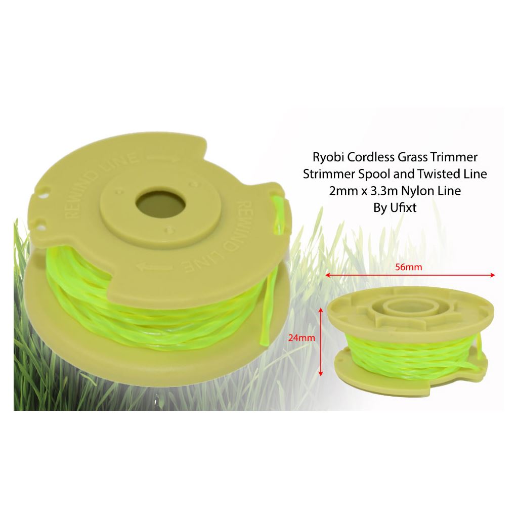 Ryobi Cordless Grass Strimmer Trimmer Spool and Twisted Line 2mm x 3.3m | Compatible Replacement by Ufixt