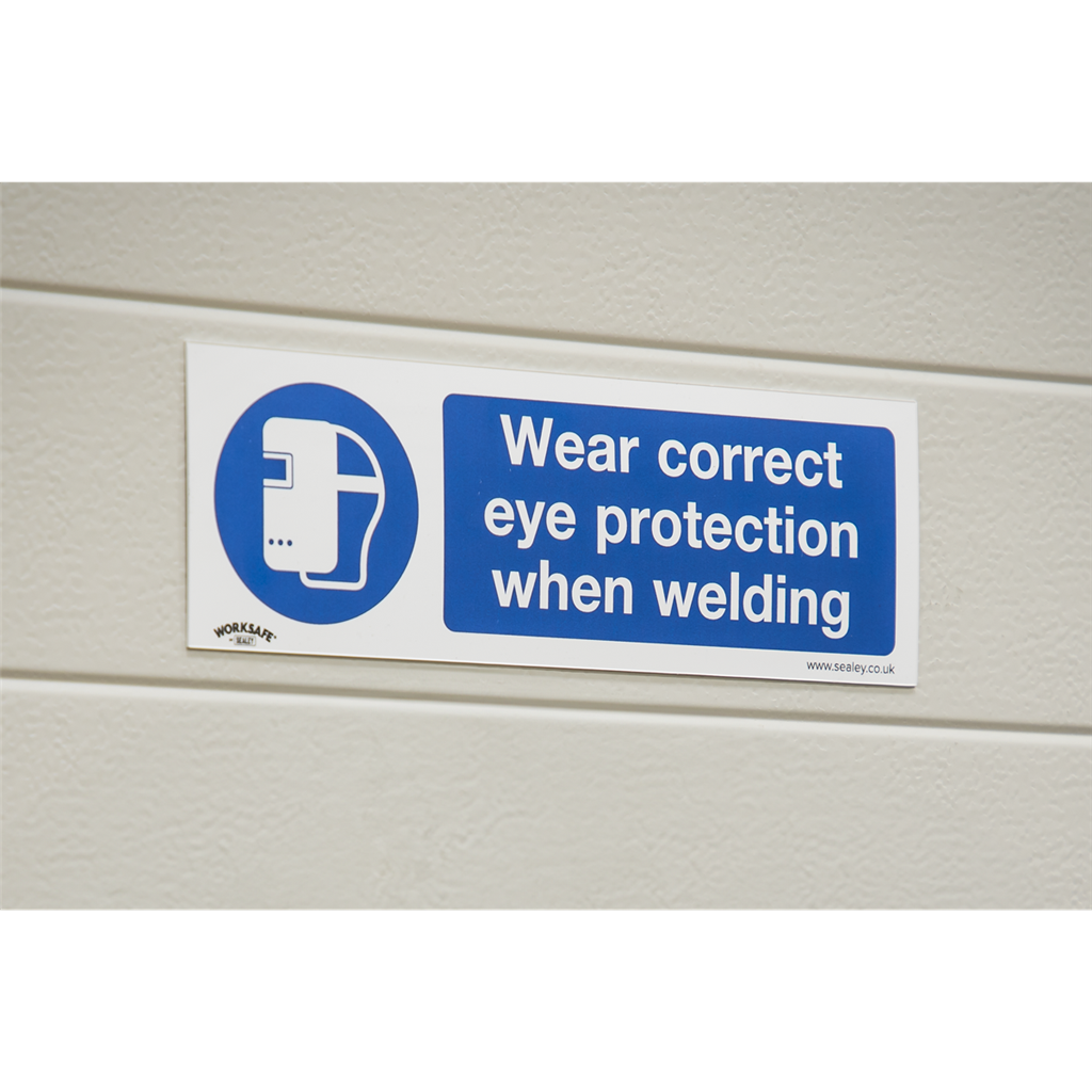 Worksafe&#174; Wear Eye Protection When Welding Safety Sign, Self-Adhesive Vinyl - Pack of 10