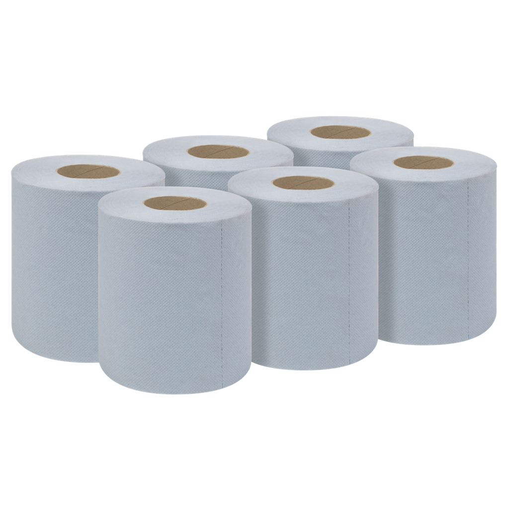 2-Ply Embossed Blue Paper Roll 60m - Pack of 6