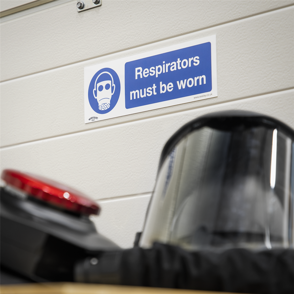 Worksafe&#174; Respirators Must Be Worn Safety Sign - Self-Adhesive Vinyl