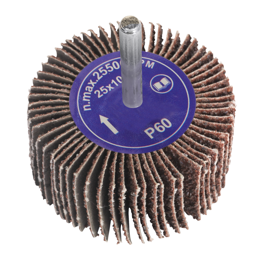 Abrasive Flap Wheel &#216;25 x 10mm &#216;6mm Shaft 60Grit