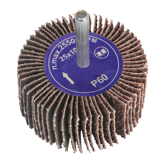 Abrasive Flap Wheel &#216;25 x 10mm &#216;6mm Shaft 60Grit